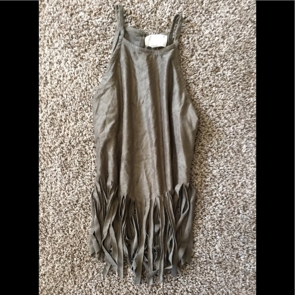 Olive fringe crop top
